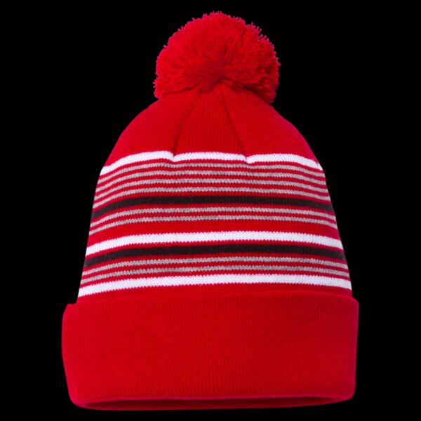 12" Striped Pom-Pom Cuffed Beanie Thumbnail